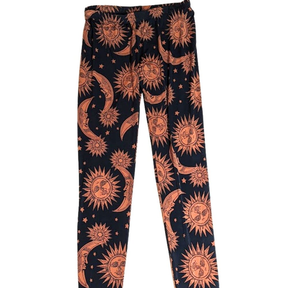 See You Monday Celestial Sun Moon Stars printed Slinky leggings women's Size Med